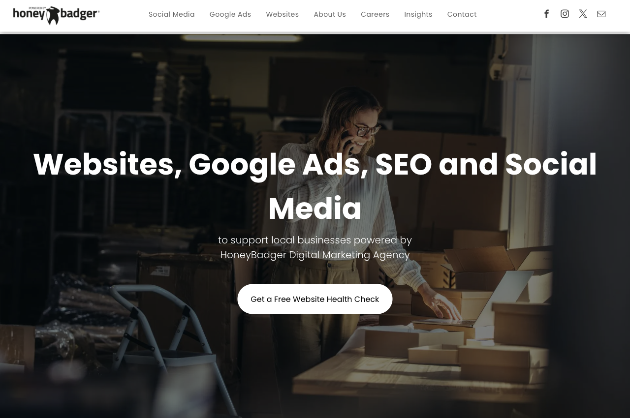 HoneyBadger Digital Marketing website homepage