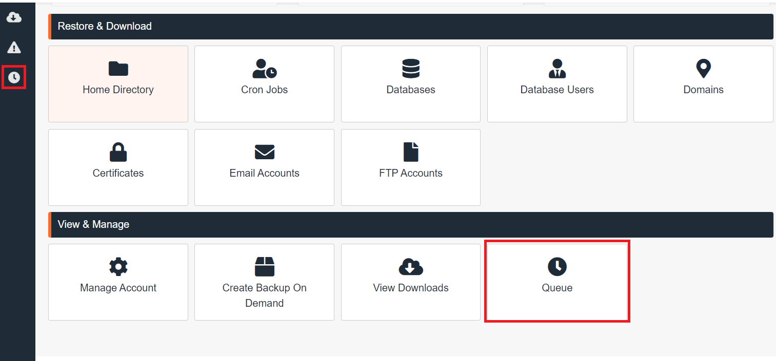 JetBackup 5: Queue