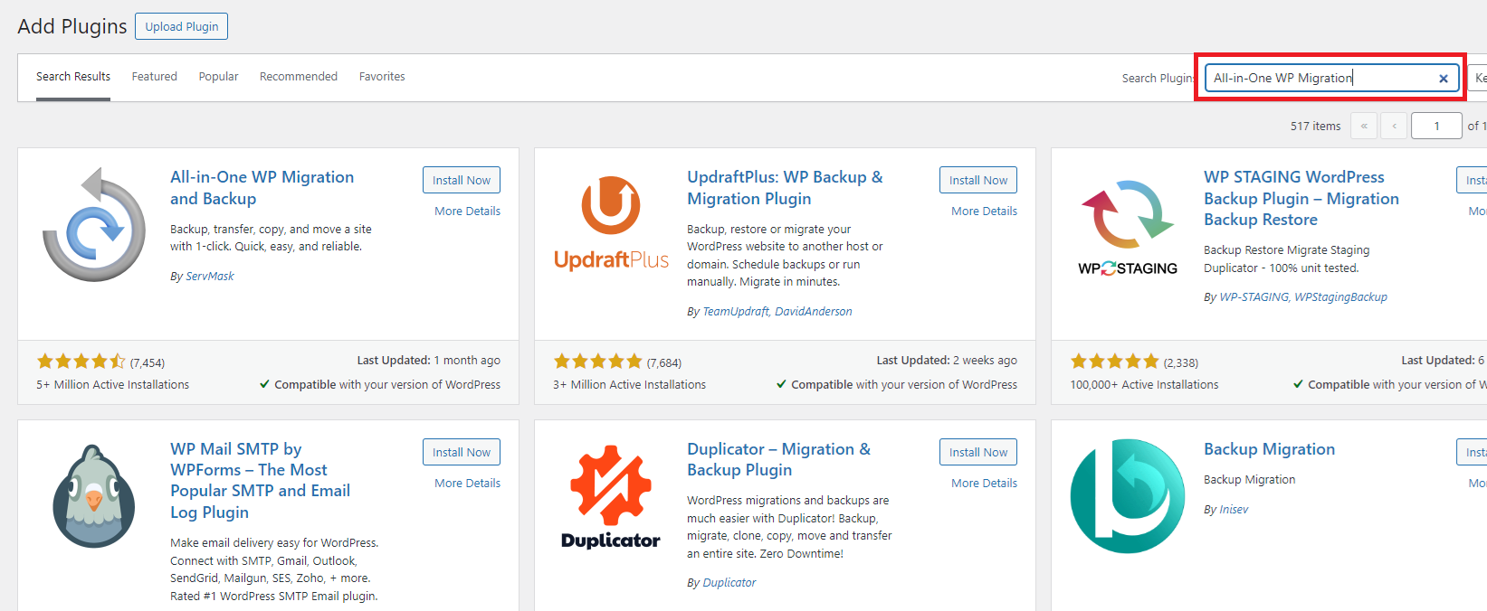 clone a wordpress site: all in one WP Migration