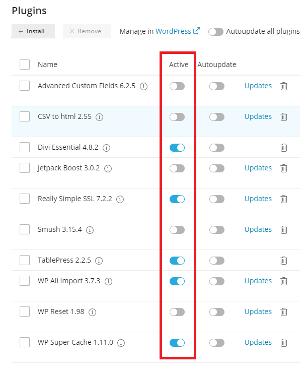 WordPress Management in cPanel