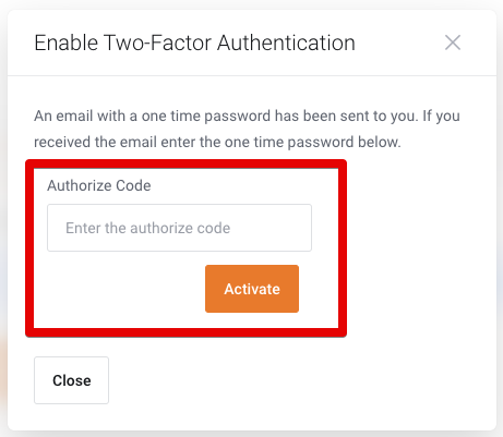 enable MFA: enter authorisation code to start activating