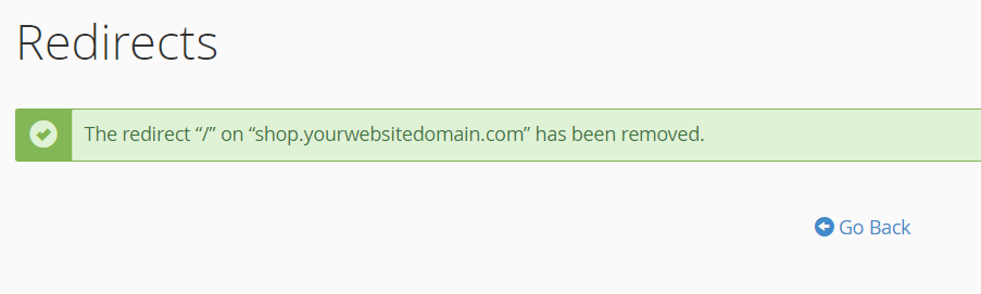 How to redirect a domain: redirect sucessfull